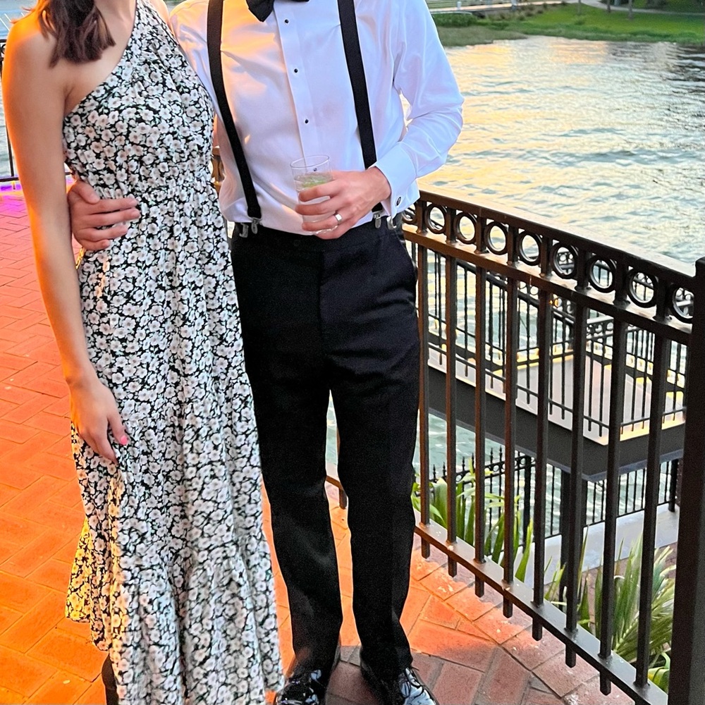 Black and White One Shoulder Long Sleeve Maxi Dress - Picture 3 of 3